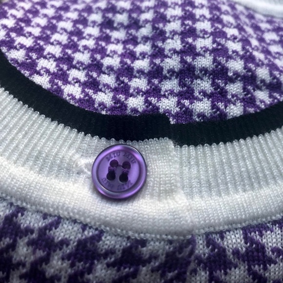 $685 Miu Miu cropped Houndstooth cardigan - Picture 3 of 8